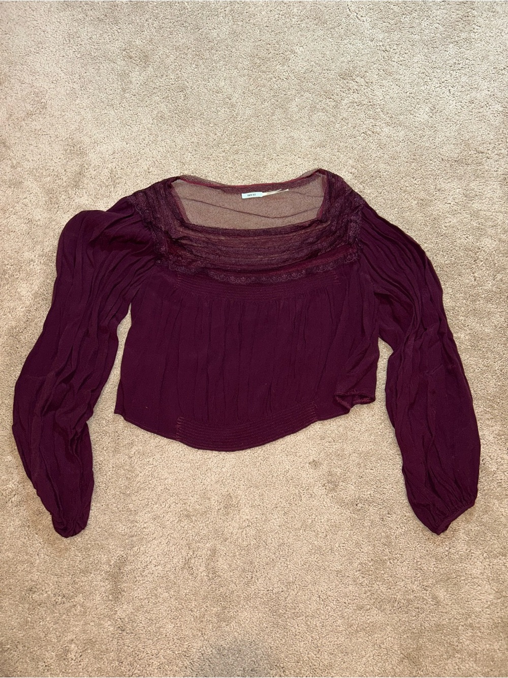 Kimchi Blue Sheer Square-Neck Blouse in Plum
